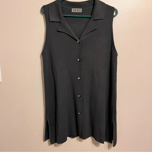 Sweaters - Charcoal Grey Long  Knit Vest